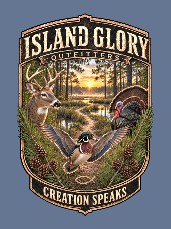 Creek Bottom Christian hunting apparel with deer turkey and wood duck