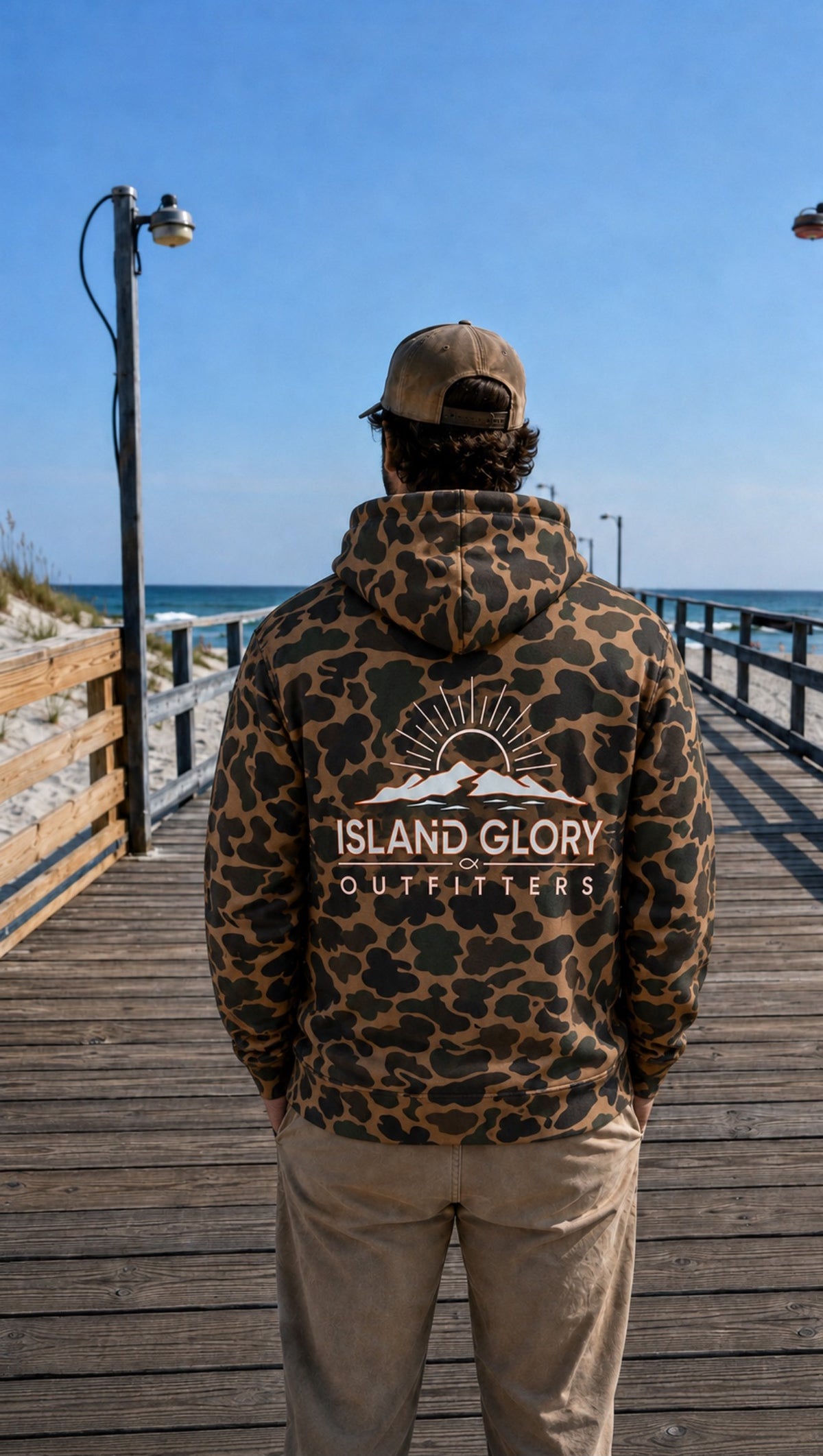 The Backwater Hoodie — S / Duck Camo & White and Orange Logo — Garment preview