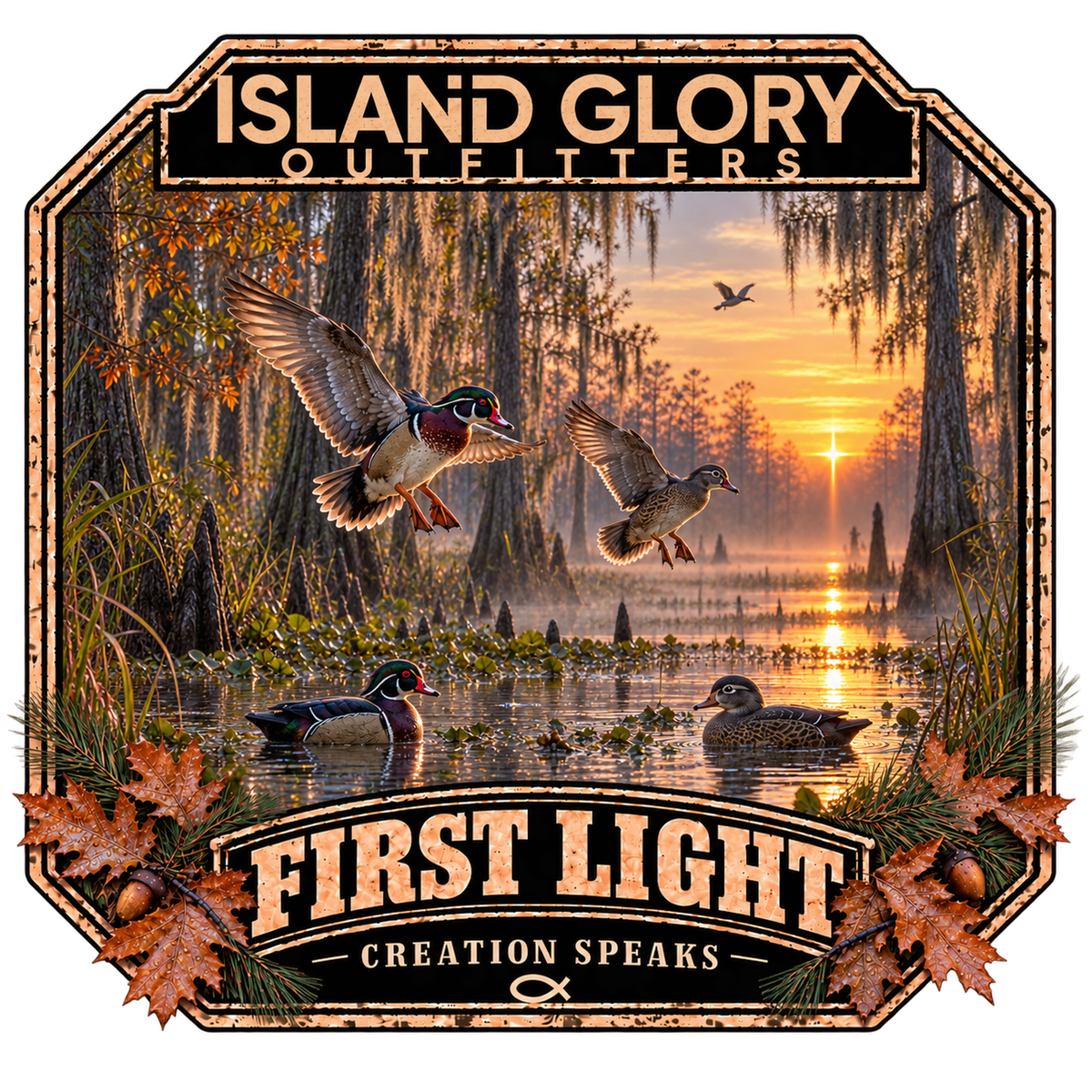 First Light — original Island Glory Outfitters wood duck artwork