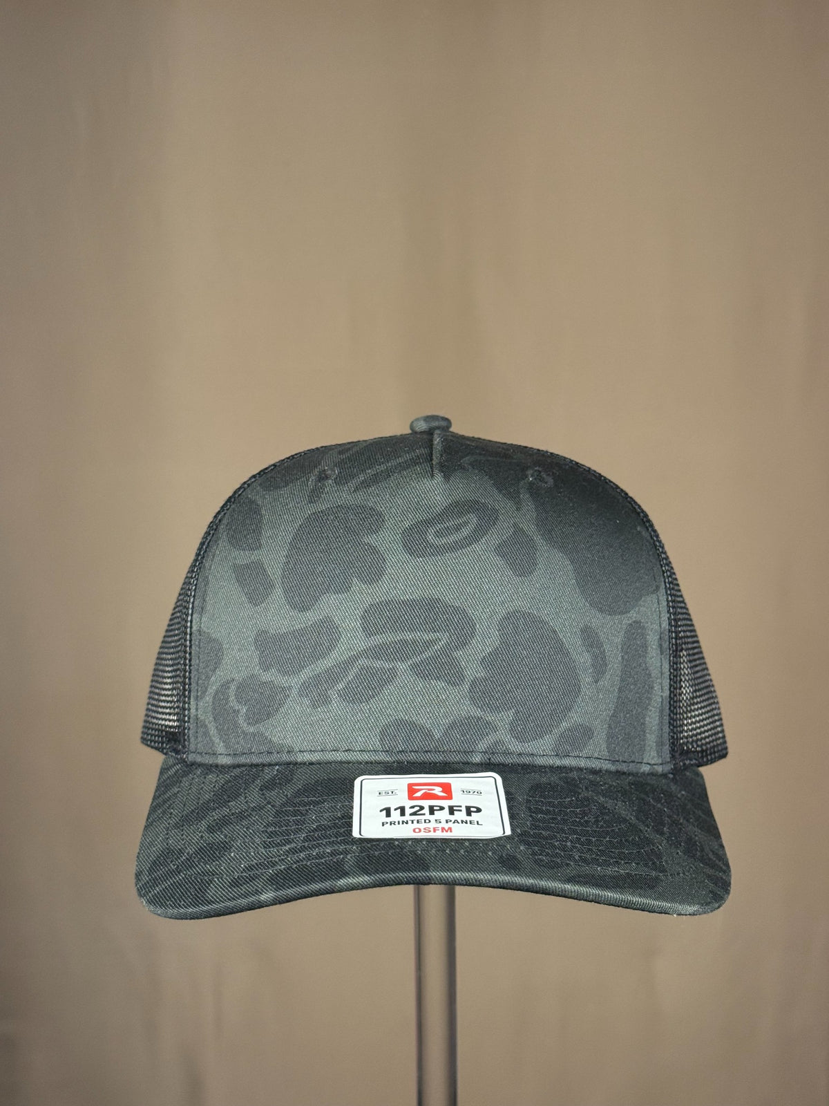 Richardson 112PFP — Sable Duck Camo/Black — original blank hat photo